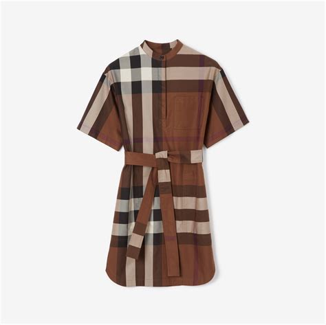 burberry check cotton tie-waist shirt dress|burberry short sleeve button up.